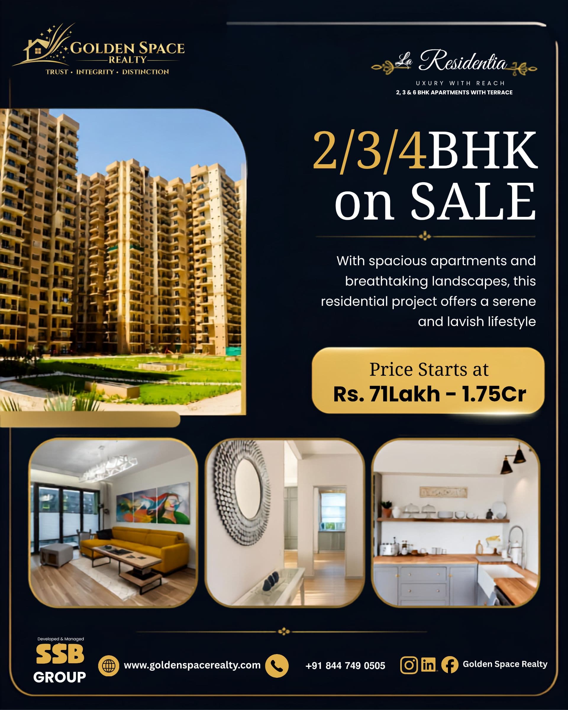 La Residentia: Luxury 2, 3 & 4 BHK Apartments with Terrace for Sale